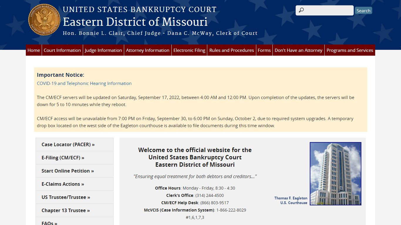 Eastern District of Missouri | United States Bankruptcy Court